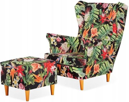 Family Meble Fotel Uszak Z Podnóżkiem Piękne Kolory Kwiatów (M133_11009602125)