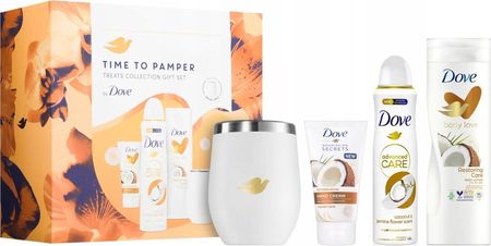 Dove Time To Pamper Women Gift Set Antiperspirant 150ml + Body Milk 250ml + Hand Cream 75ml + Travel Mug
