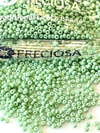 Preciosa Koraliki Rocaille ,10 0 Czech Seed Beads Opaque Milky Green 50 Gr KR10263_50