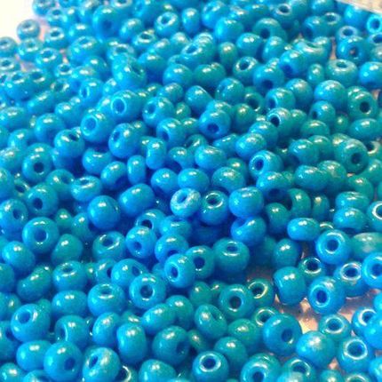 Preciosa Koraliki Rocaille 8 0 Czech Seed Beads Opaque Shine Blue Turquoise 10 Gram KR08268