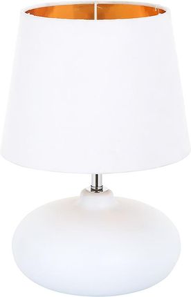Altom Design Lampa Stołowa Ceramiczna Biała Klosz Biało/Złoty