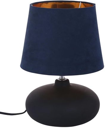 Altom Design Lampa Stołowa Ceramiczna Czarna Klosz Niebiesko/Złoty