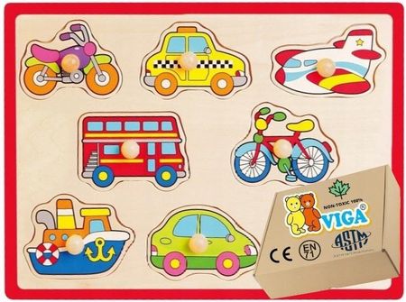 Viga Układanka Drewniana Auta Dla Niemowląt Puzzle Sorter Zabawki Edukacyjne Vig