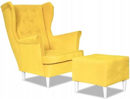 Fotel Uszak Z Pufką 150 Kolorów Zółty Cytrynowy