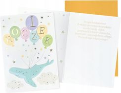 Zdjęcie Kukartka Karnet B6 Urodziny Roczek Wieloryb - Puszczykowo