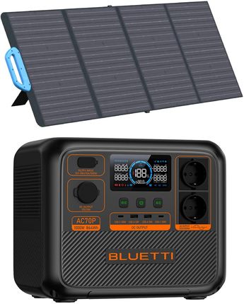 BLUETTI AC70P 1000W/864Wh + BLUETTI PV120 120W Panel fotowoltaiczny – Zestaw solarny