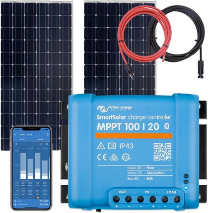 Zestaw solarny do kampera 350W - Sztywne panele fotowoltaiczne Victron Energy + Victron Energy SmartSolar MPPT 100/20