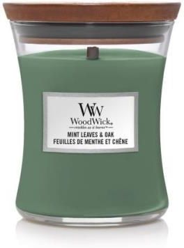 Woodwick Świeca Średnia Mint Leaves & Oak