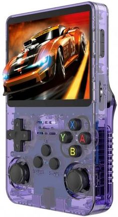 R36S Handheld, 3.5-inch IPS Screen, Linux System, 11 Emulator, 64GB - Transparent Purple