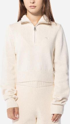 Adidas Sweter krótki bawełniany z kołnierzykiem Knit Half Zip W "Cream Beige" II8043 Beżowy