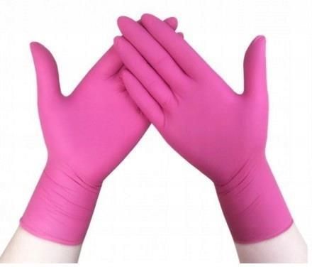 Rękawiczki Nitrylowe Bezpudrowe Różowe 100szt. Rozmiar S