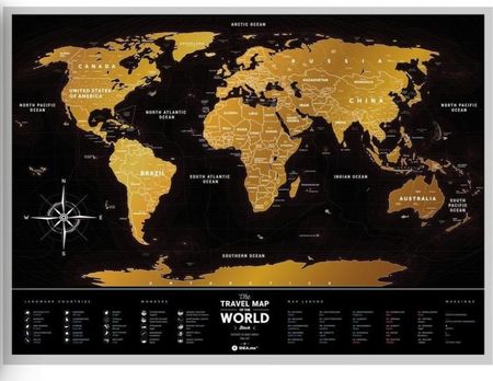 1Dea.Me Mapa Świata Zdrapka Travel Map Black World 80X60Cm