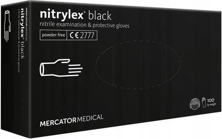 Mercator Medical Rękawiczki Nitrylowe Jednorazowe Czarne Mercator Nitrylex R. S 100szt.