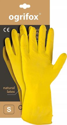 Ogrifox Rękawice Ochronne Gumowe Flokowane Żółte Rozmiar: 7-S Ox-Flox_S 10 Par
