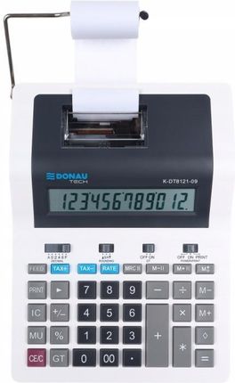 Donau Kalkulator Z Funkcją Drukowania, Tech K-Dt8121-09, 12 Cyfr, Biało-Czarny (67341)