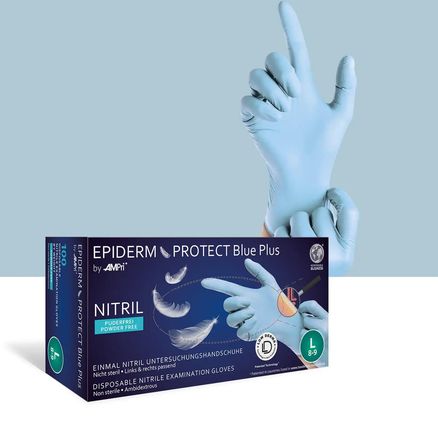 Ampri Epiderm Protect Blue Plus Rękawice Jednorazowe Nitrylowe, Kolor Niebieski, Box 100 Sztuk, Rozm S