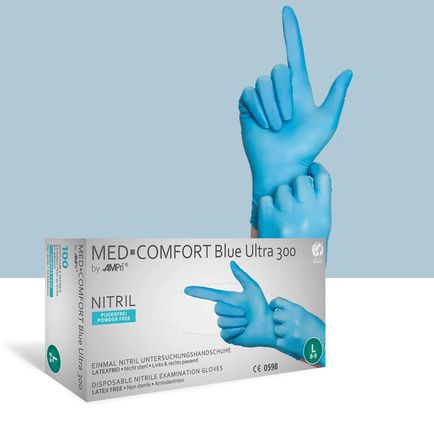 Ampri Med Comfort Blue Ultra 300, Rękawice Jednorazowe Nitrylowe Box 100szt. Rozm Xl