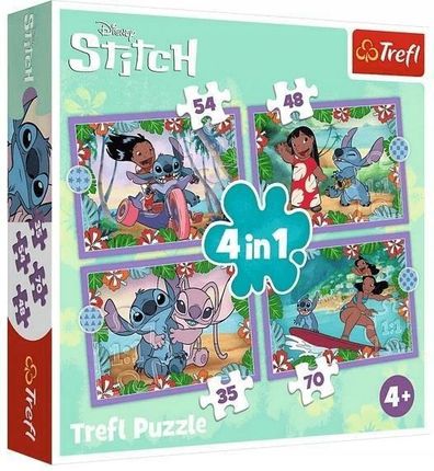 Trefl Puzzle 4w1 Szalony dzień Lilo & Stitch 34633