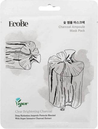 Ecobe Charcoal Ampoule Mask Maska Pack 25Ml W Płachcie Z Aktywnym Węglem