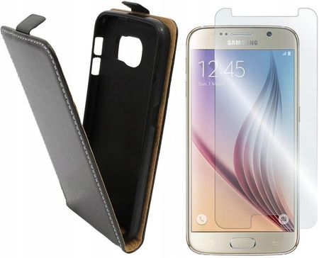 Gsm Hurt Etui Case Obudowa Pionowe Slim Flex Do Samsung Galaxy S6 Czarne Hq I Szkło
