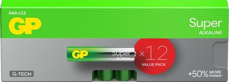 Gp Alkaliczna Super Alkaline Aaa Batteries 24A/Lr03 1.5V (12-Pack) (4891199218613) (GP4891199218613)