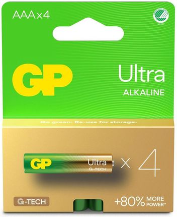 Gp Alkaliczna Ultra Alkaline Aaa Batteries 24Au/Lr03 1.5V (4-Pack) (4891199220197) (GP4891199220197)