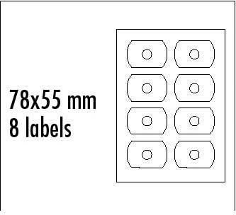 Logo Etykiety Z Na Cd 78mm X 55 Mm, A4, Matowe, Białe, 8 Etykiet, Karta Cd-R, 140 G/M2, Opakowanie 25 Sztuk, Do Druku Atramentowego I Laserowego