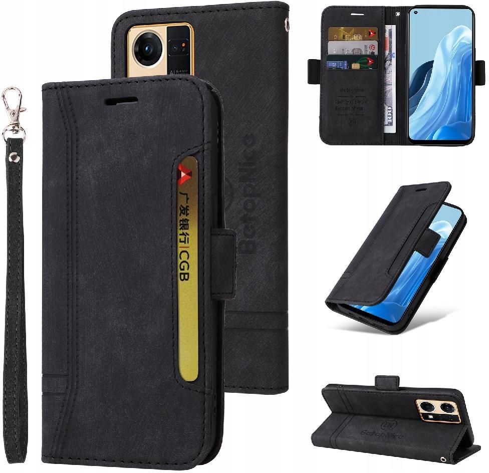 Klapber Cover Portafoglio In Pelle Per Oppo Reno 7 4G - Custodia Con Slot E Chiusura Magnetica, Nero - 2