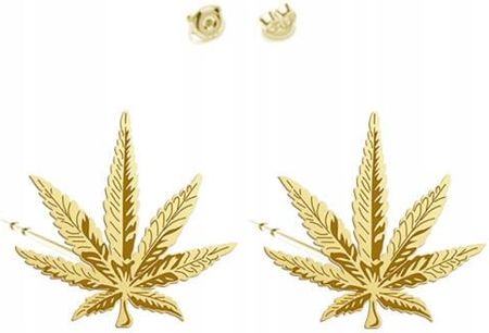 Kolczyki Złote Marihuana Liść Konopie Srebro 925 Biżuteria Prezent 