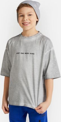 T-shirt z krótkim rękawem szary z napisem z przodu