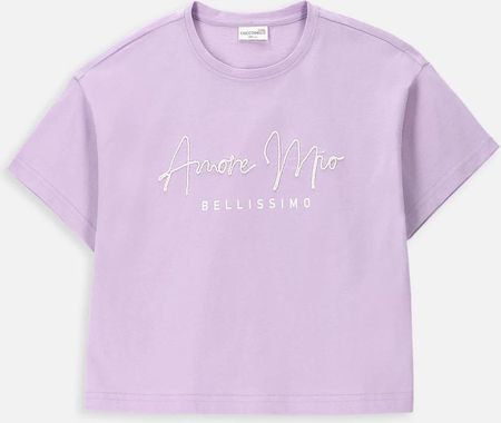 T-shirt z krótkim rękawem fioletowy z napisem na przodzie