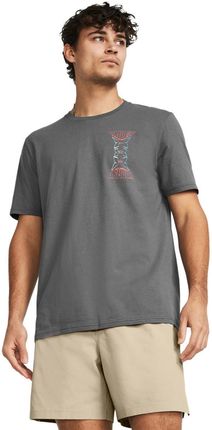 Męski t-shirt z nadrukiem Under Armour UA Dusk to Dawn Skul SS - szary