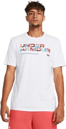 Męski t-shirt z nadrukiem Under Armour UA Colorblock Wordmark SS - biały