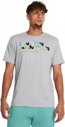 Męski t-shirt z nadrukiem Under Armour UA Colorblock Wordmark SS - szary