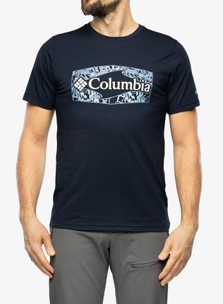 Koszulka z nadrukiem męska Columbia Sun Trek S/S Graphic Tee - navy/gr