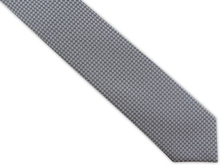 Szaro-srebrny krawat męski w geometryczny wzór D357