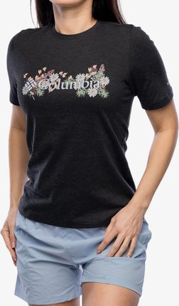 Koszulka z nadrukiem damska Columbia Bluebird Day Relaxed - black heather/branded bouquet