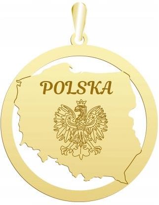 Zawieszka Złota do Łańcuszka Polska Mapa Polski SREBRO 925 Prezent GRAWER ŻYCZENIA GRATIS