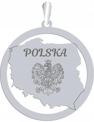 Zawieszka Srebrna Polska do Łańcuszka Prezent SREBRO 925 GRAWER ŻYCZENIA GRATIS