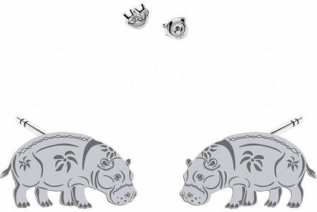 Kolczyki Srebrne Hipopotam Wkrętki 925 Dedykacja Prezent Biżuteria