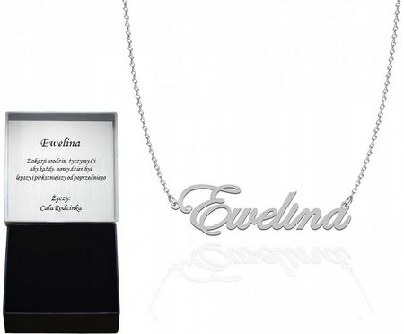 Naszyjnik Srebrny z imieniem Ewelina srebro 925 Prezent Kobieta Biżuteria DEDYKACJA GRATIS