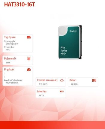 Dysk Synology HAT3310-16T 16TB 512MB 7200 obr./min - zdjęcie 2