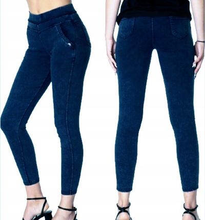 Spodnie jeansy damskie jegginsy r. (46/48) 3XL/4XL GRANAT wysoki stan