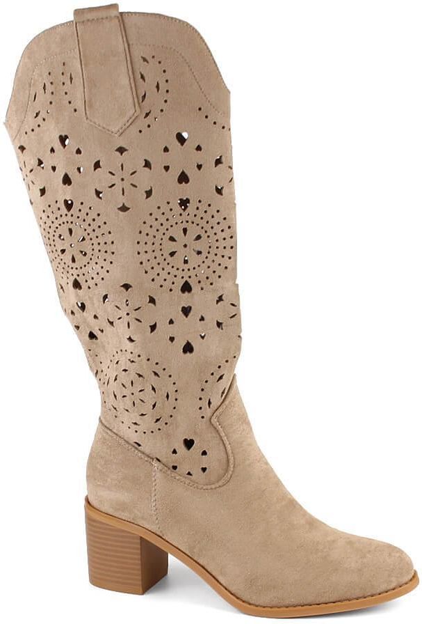 umaki.7様 Welurowe kozaki typu kowbojki z dekoracyjnym haftem