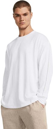 Męska bluza dresowa nierozpinana bez kaptura Under Armour UA HW Tonal Wordmark LS - biała
