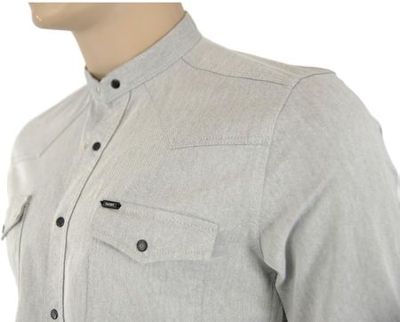 Ładna modna męska szara koszula ze stójką jeans sportowa GreGo1 slim fit