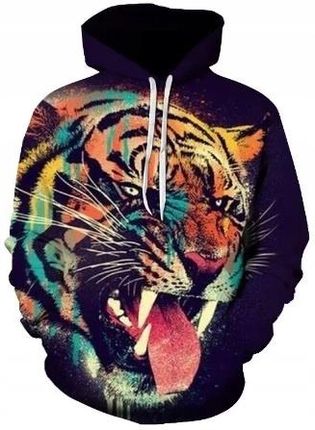 Bluza z kapturem nadruk 3D tygrys L 08