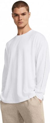 Męska bluza dresowa nierozpinana bez kaptura Under Armour UA HW Tonal Wordmark LS - biała