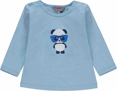 Bluzka chłopięca z długim rękawem, niebieska, panda, Kanz