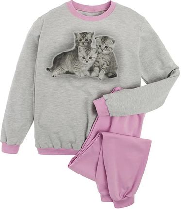 Dziewczęca piżama, szaro-różowa, kotki, Tup Tup